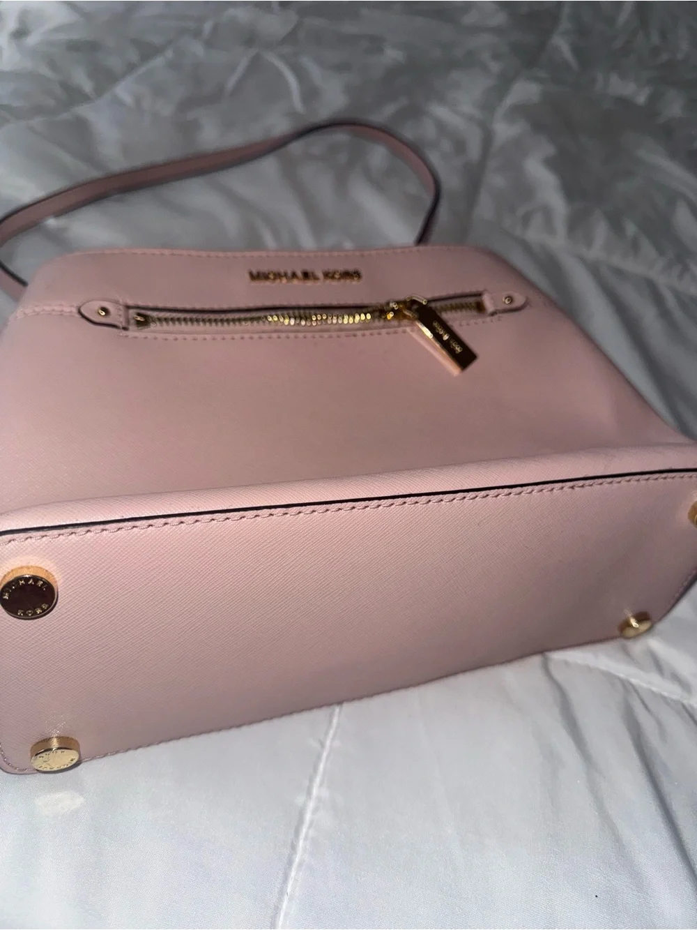 Michael Kors Blush Pink Saffiano Leather Satchel with Gold Hardware